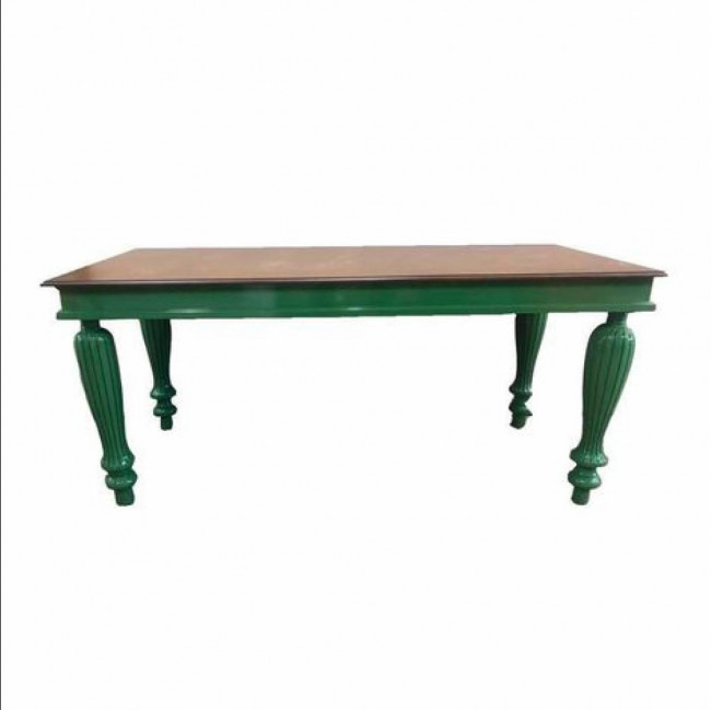 Mesa Palito Retangular Verde e Marrom