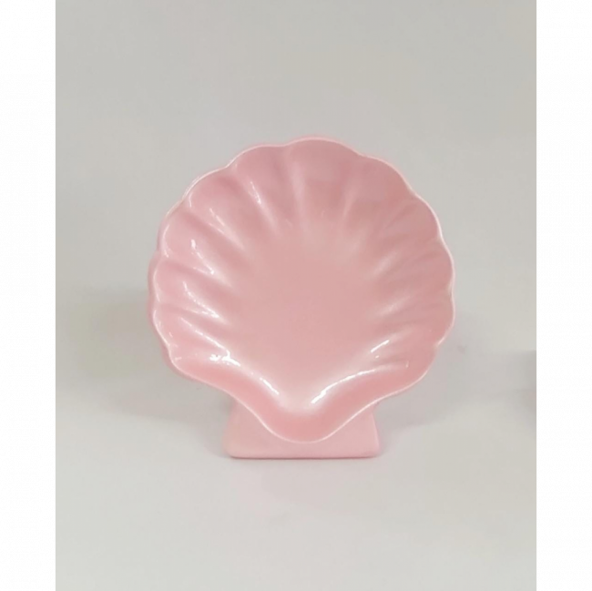 Concha com suporte de cerâmica - rosa