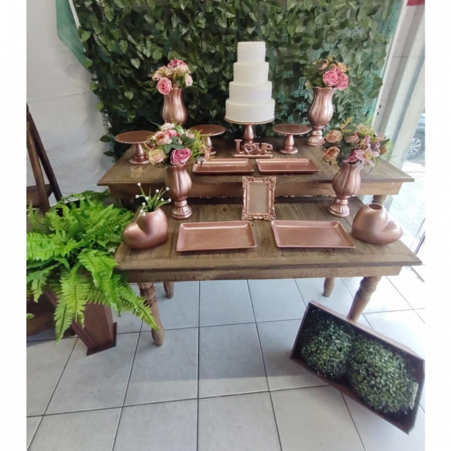 Decoração - Casamento - Muro inglês - Rose Gold