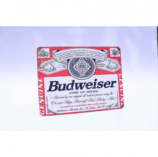 PLACA CERVEJA BUDWEISER MADEIRA 40X30