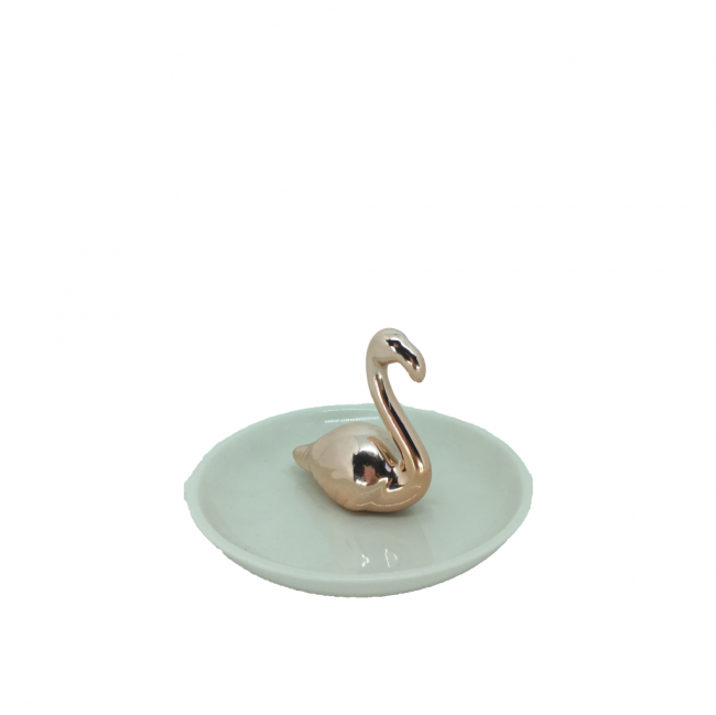 PORTA BIJOU FLAMINGO COBRE 12CM