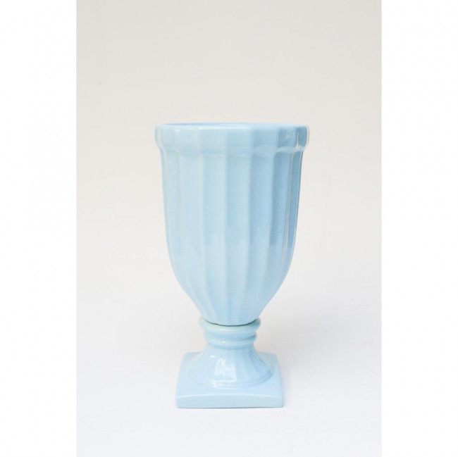 VASO CERAMICA COM PE AZUL 33X18