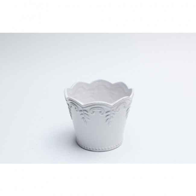 VASO CERAMICA COM DETALHES BRANCO 0,07X0,07