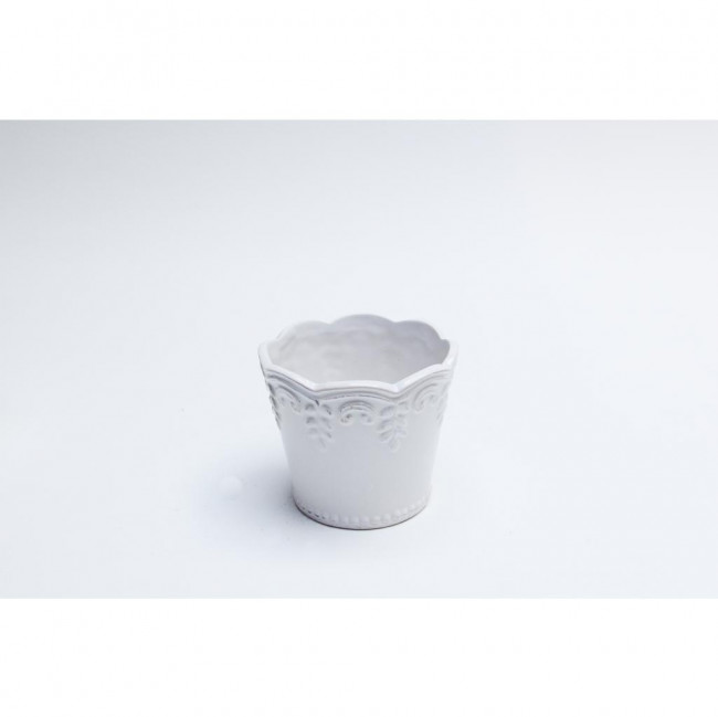 VASO CERAMICA COM DETALHES BRANCO 0,10X0,09