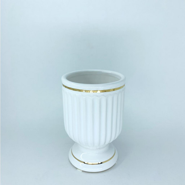 VASO BRANCO STANDARD COM FIO DOURADO P 14X9