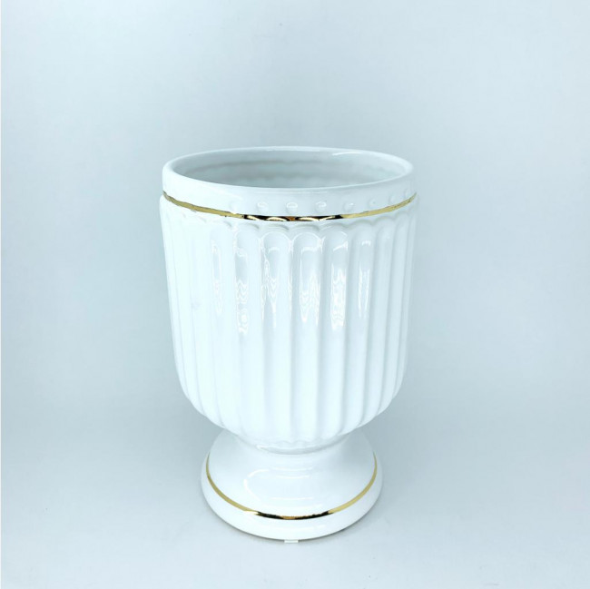 VASO BRANCO STANDARD COM FIO DOURADO M 21X13