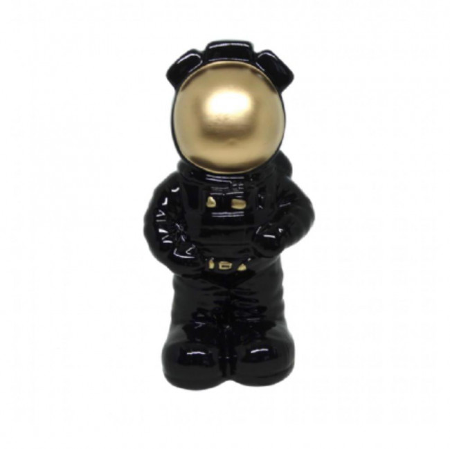 ASTRONAUTA PRETO COM CAPACETE DOURADO 20 CM