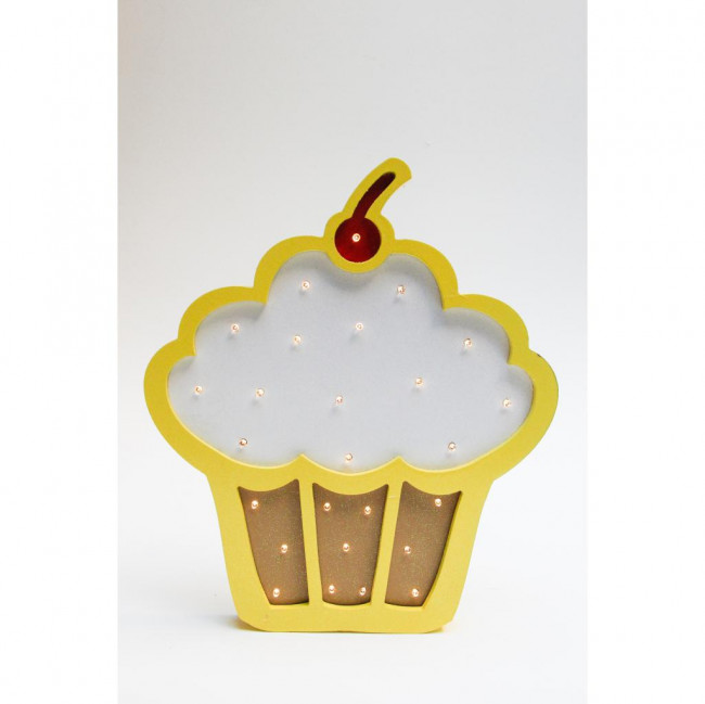 CUPCAKE LUMINOSO AMARELO E BRANCO 34X30