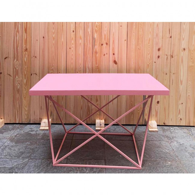 MESA FERRI TAMPO ROSA E PE ARAMADO ROSA 1,40X0,80