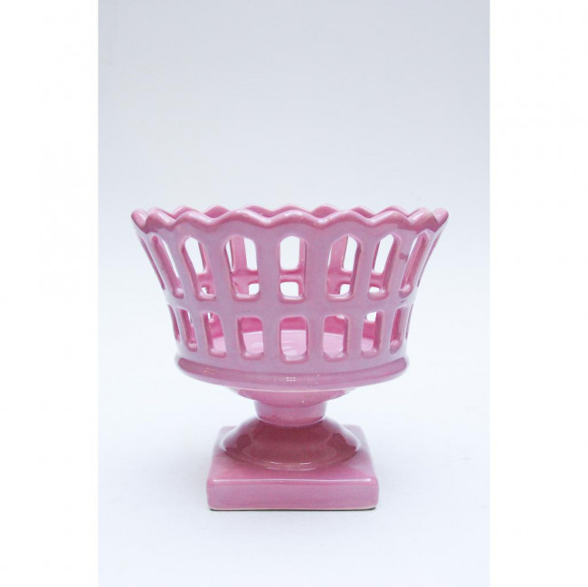 VASO CERAMICA TRELICA PE QUADRADO ROSA 20X24