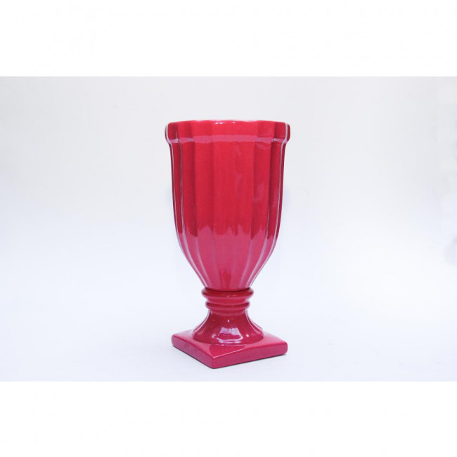 VASO CERAMICA COM PE ROSA ESCURO 33X18