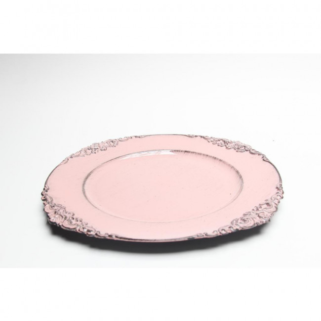 PRATO ROSA PATINADO FLORAL PLAST RG 33CM