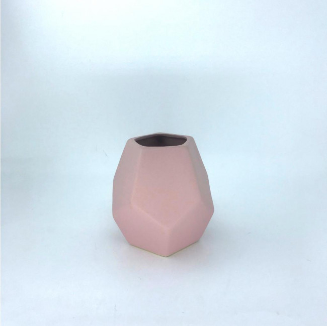 VASO DE CERAMICA ROSA P/ ORNAMENTAÇÃO 12CM