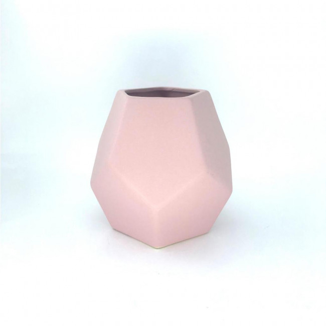 VASO DE CERAMICA ROSA P/ ORNAMENTAÇÃO 15CM