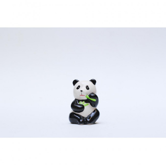 PANDA SENTADO COMENDO CERAMICA 12X8