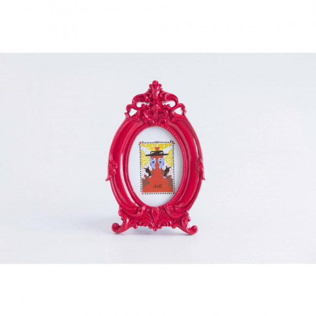 PORTA RETRATO VERMELHO OVAL ROCOCO