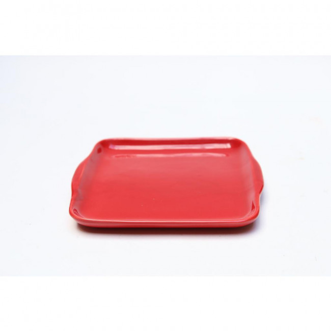 BANDEJA CERAMICA QUADRADA VERMELHO 0,20X0,20