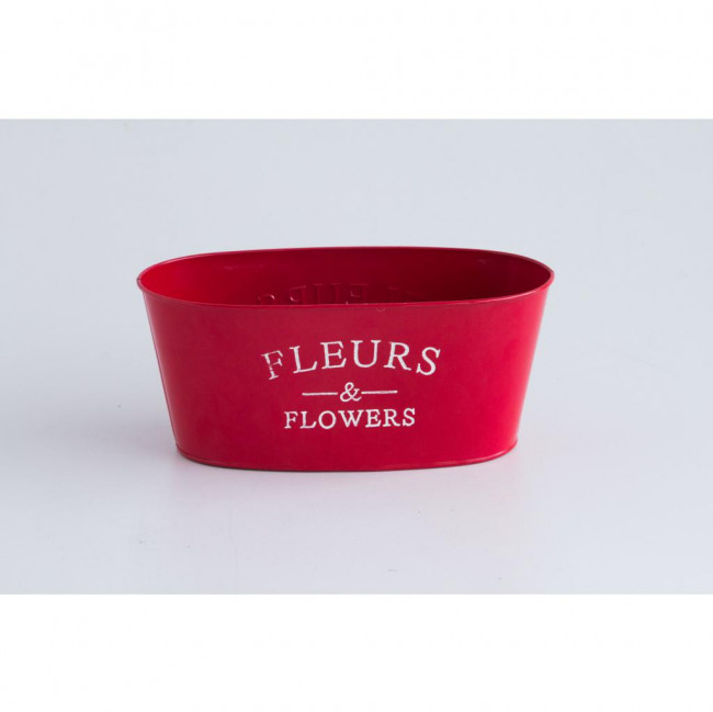 CACHEPOT METAL FLOWERS G VERMELHO