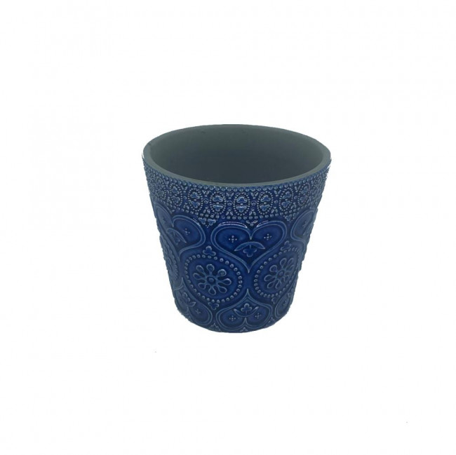 CACHEPOT AZUL ANTIGO CORAÇÕES 13X13