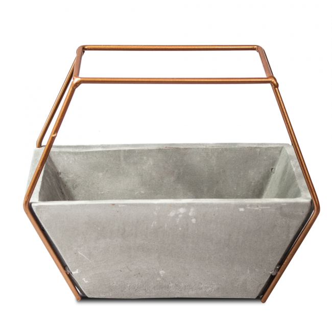 VASO CIMENTO E COBRE TRAPEZIO 15X18