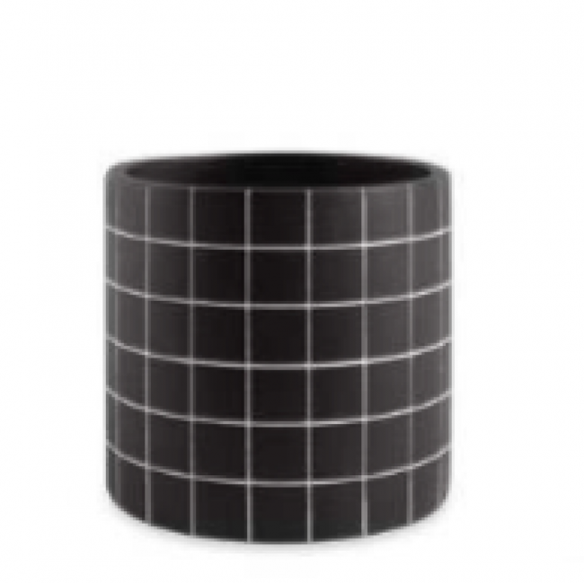 LVS388 VASO GRID CIMENTO PRETO M 16D 15H