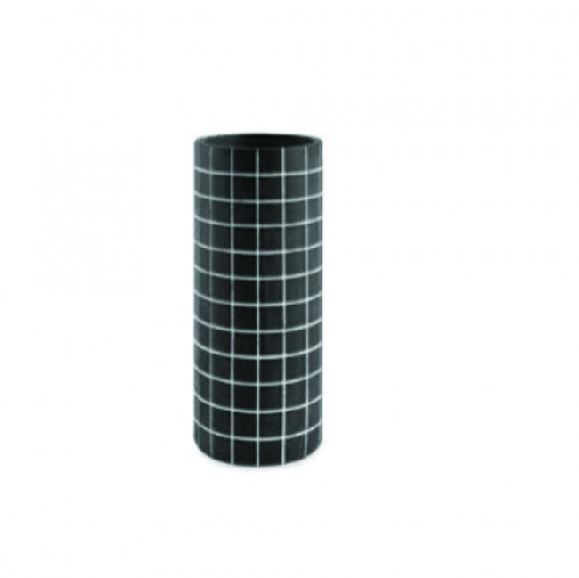 LVS392 VASO GRID LONGO CIMENTO PRETO P 9,5X23H