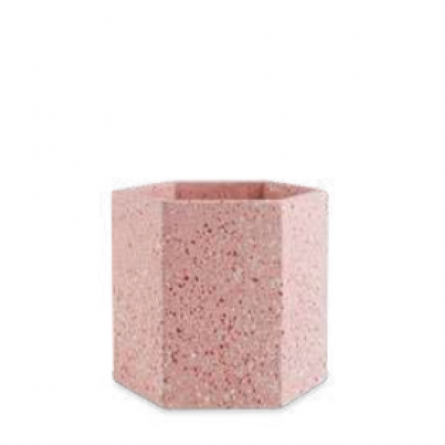 VASO GRANILITE HEXAGONO ROSA P 12,5D 12,5H