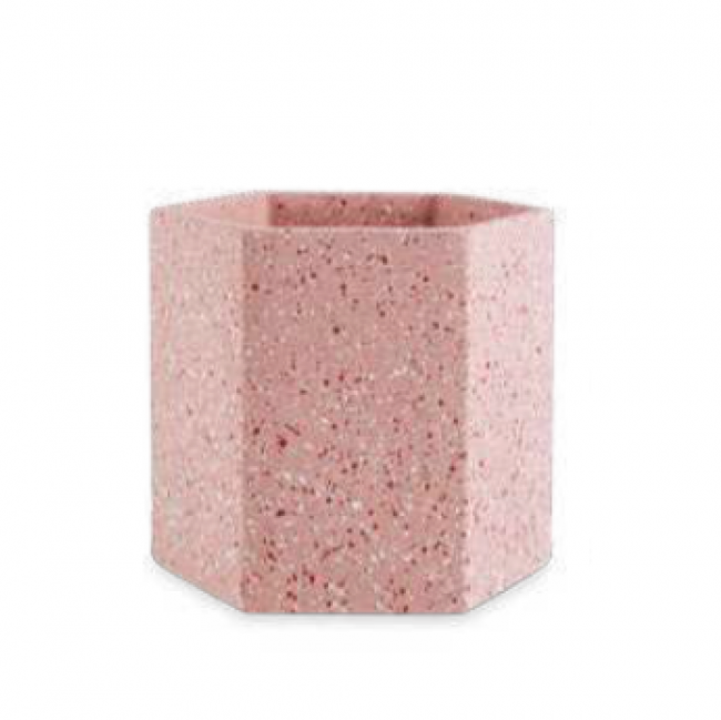 LVS405 VASO GRANILITE HEXAGONO ROSA M 17D 16H