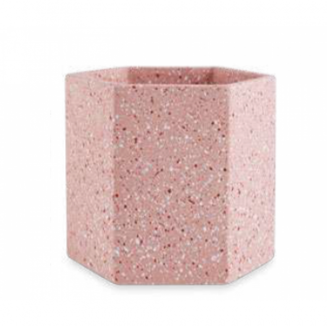 LVS406 VASO GRANILITE HEXAGONO ROSA G 20D 20H