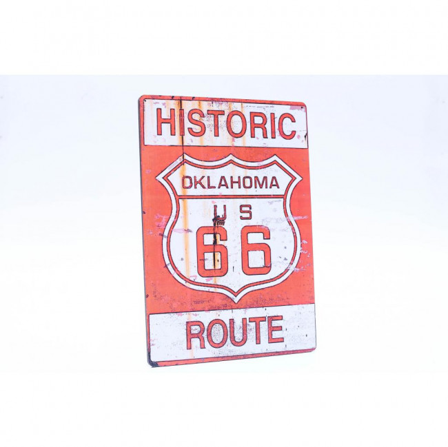 PLACA HISTORIC ROUTE 66 LARANJA 40X28