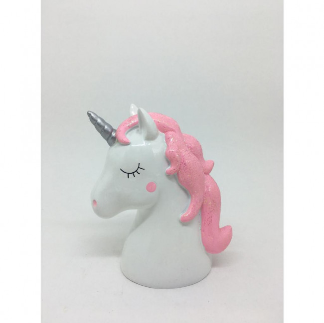 BUSTO UNICORNIO BRANCO/ROSA GLITER P 15X11