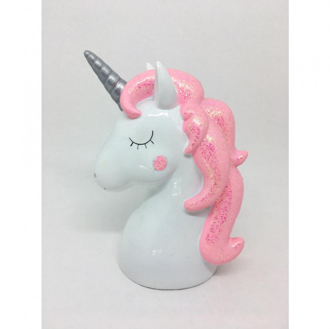 BUSTO UNICORNIO BRANCO/ROSA GLITER M 19X10