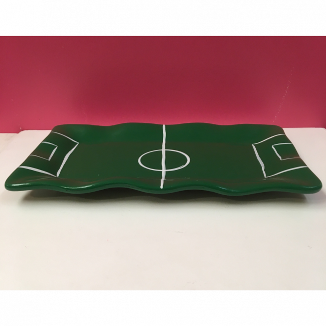 BANDEJA RETANGULAR CERAMICA CAMPO FUTEBOL 16X28