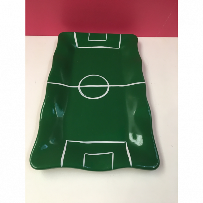 BANDEJA RETANGULAR CERAMICA CAMPO FUTEBOL 16X28