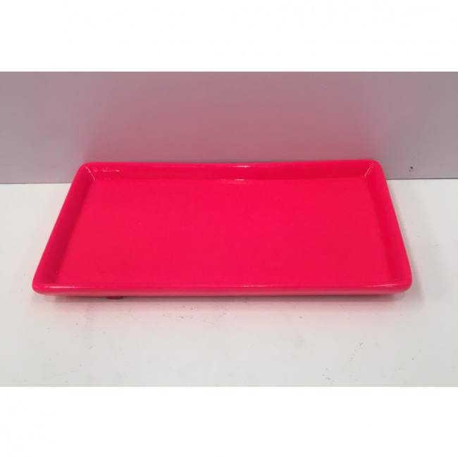 BANDEJA RETANGULAR ROSA NEON 20X11