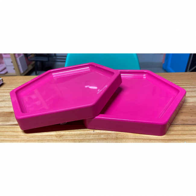 BANDEJA SEXTAVADA PINK PLASTICO 20X20