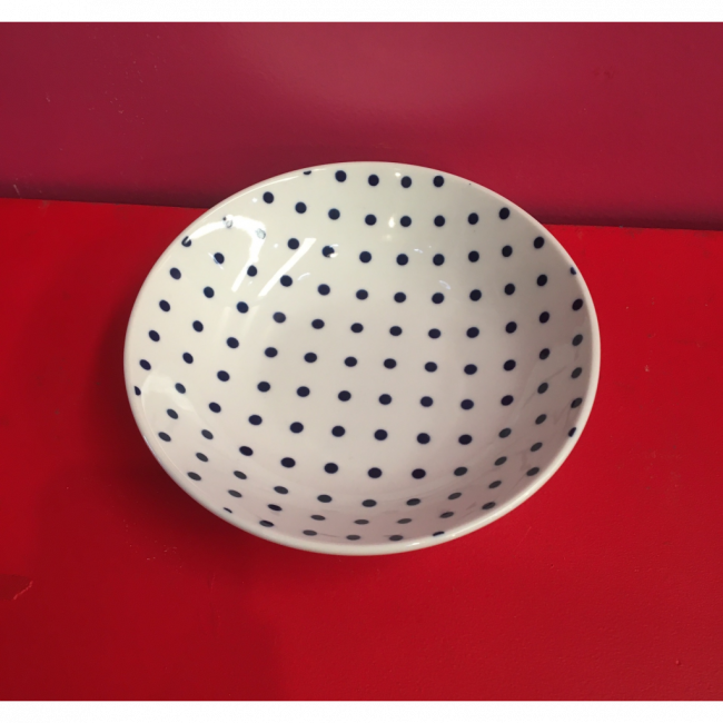 BOWL DOTS BRANCO C/ AZUL MARINHO 16X4