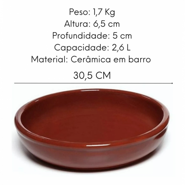 Travessa Cerâmica Marrom Oval - 3,1 Lts