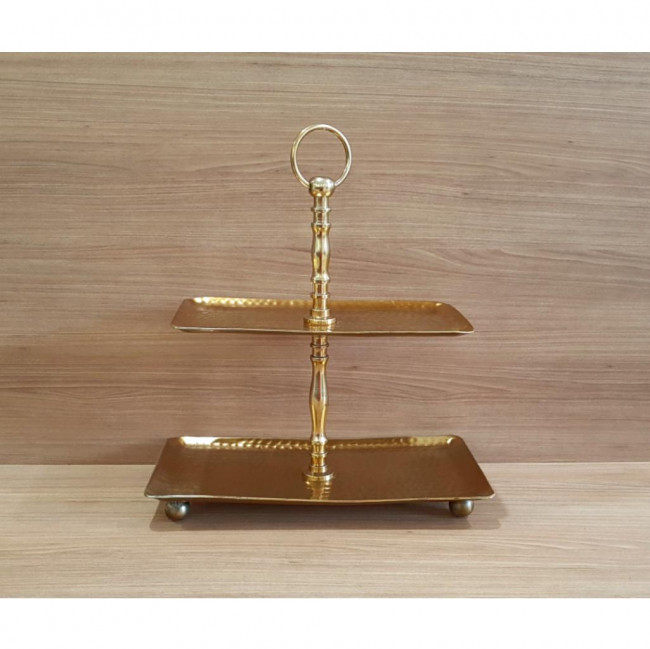 Suporte para Doces 2 Andares Metal Dourado