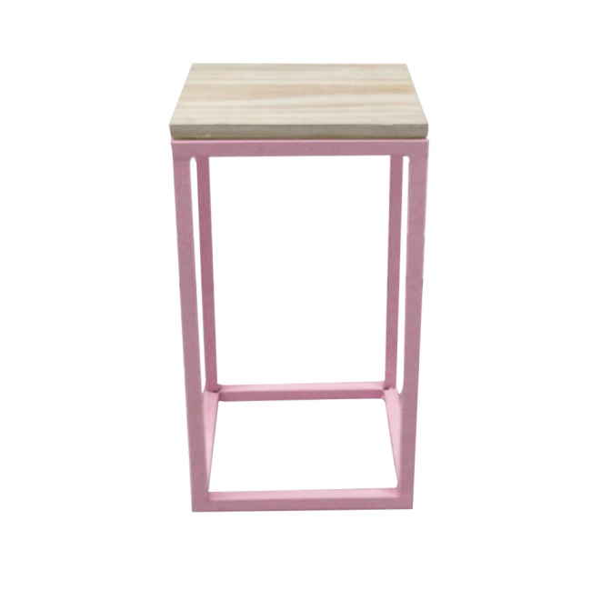 Mesa Cubo Rosa Tampo Madeira P