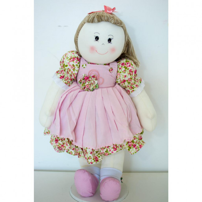 Boneca Vestido Rosa Bebê Flores G