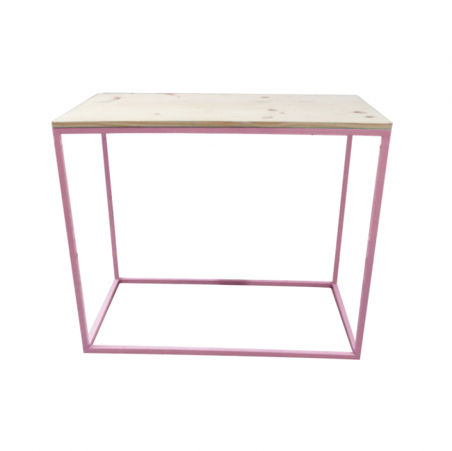 Mesa Cubo Rosa Tampo Madeira G