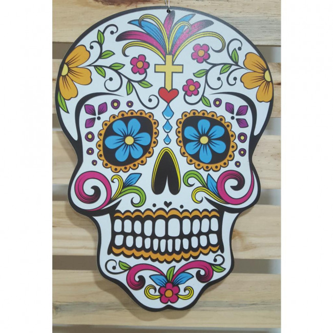 Quadro Caveira Mexicana Halloween Branca