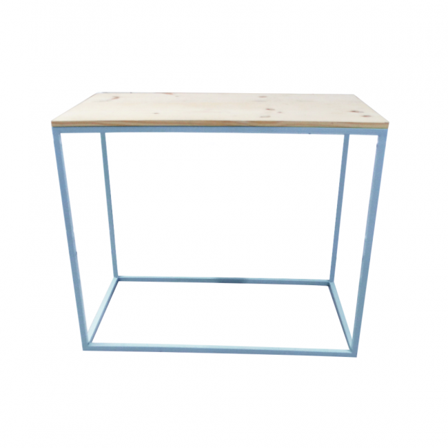 Mesa Cubo Azul Bebê Tampo Madeira G