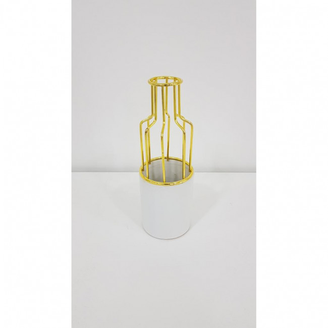 VASO GARRAFA CERÂMICA COM DOURADO ALTO