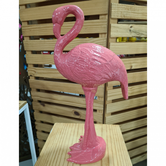 FLAMINGO EM LOUÇA CORAL