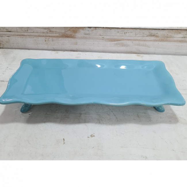 SUPORTE RETANGULAR BABADO COM PÉ AZUL PISCINA