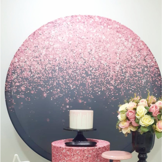 TECIDO PAINEL GLITTER ROSA COM PRETO 1,50M