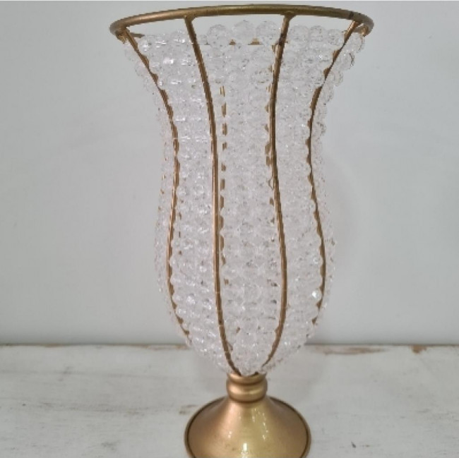 VASO DOURADO PEDRARIA CRISTAL GRANDE