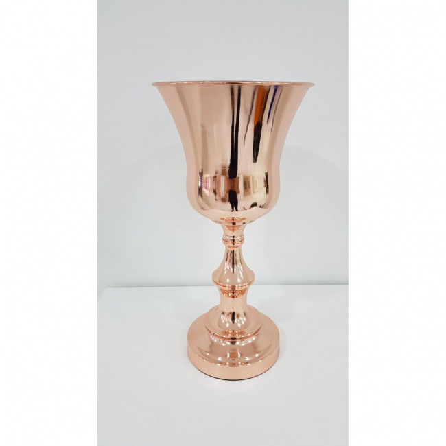 VASO TAÇA METAL ROSE GOLD ALTO